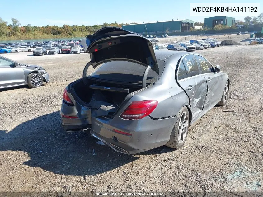 2017 Mercedes-Benz E 300 4Matic VIN: WDDZF4KB4HA141192 Lot: 40635619