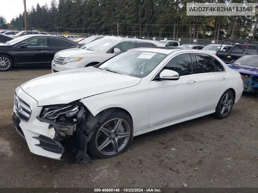 2017 Mercedes-Benz E 300 4Matic VIN: WDDZF4KB2HA183540 Lot: 40680146