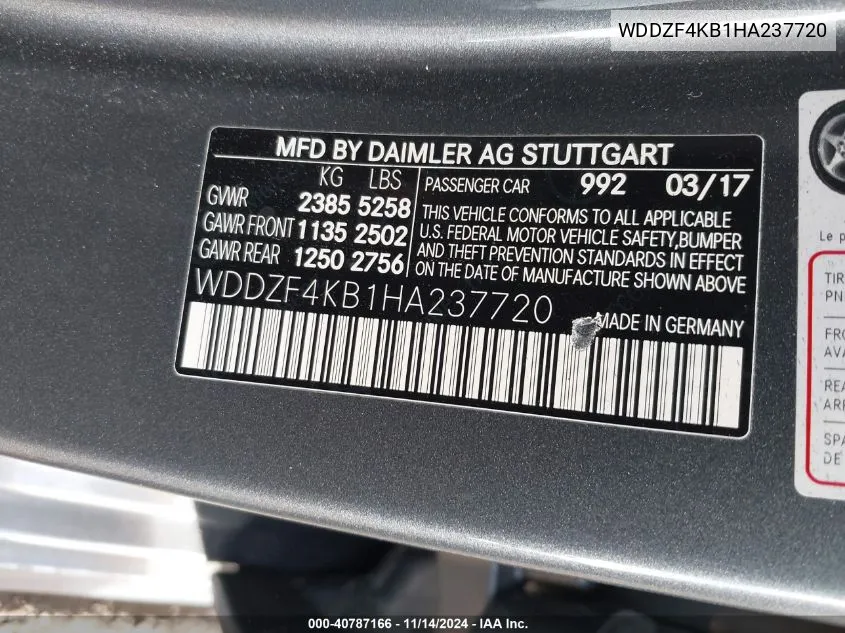 WDDZF4KB1HA237720 2017 Mercedes-Benz E 300 4Matic