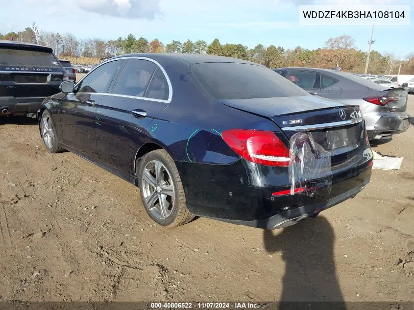 2017 Mercedes-Benz E 300 4Matic VIN: WDDZF4KB3HA108104 Lot: 40806522