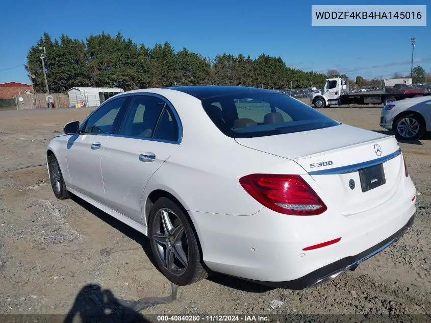 2017 Mercedes-Benz E 300 4Matic VIN: WDDZF4KB4HA145016 Lot: 40840280