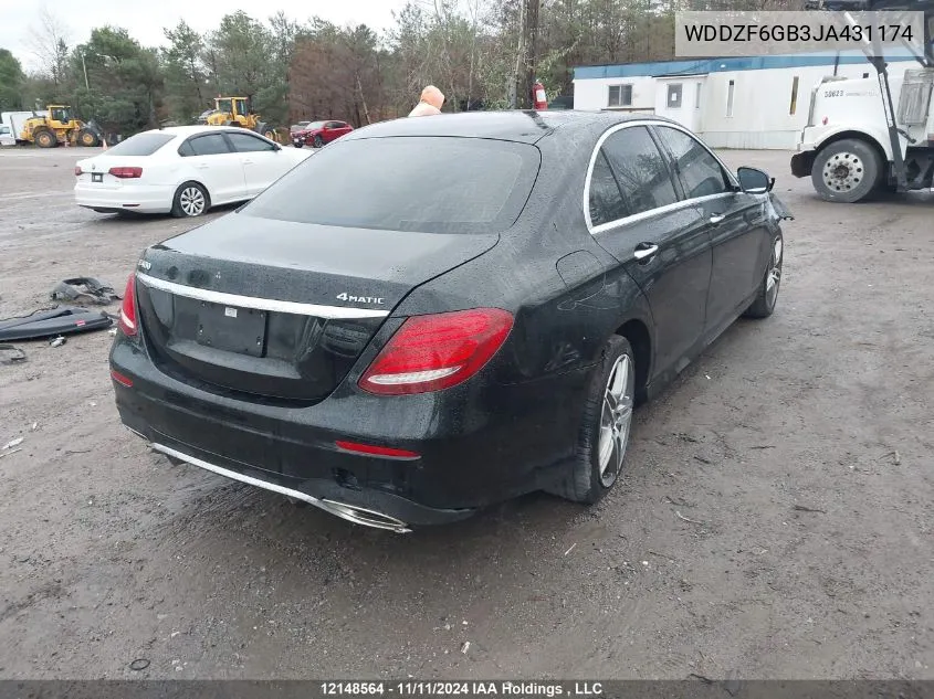 2018 Mercedes-Benz E-Class VIN: WDDZF6GB3JA431174 Lot: 12148564