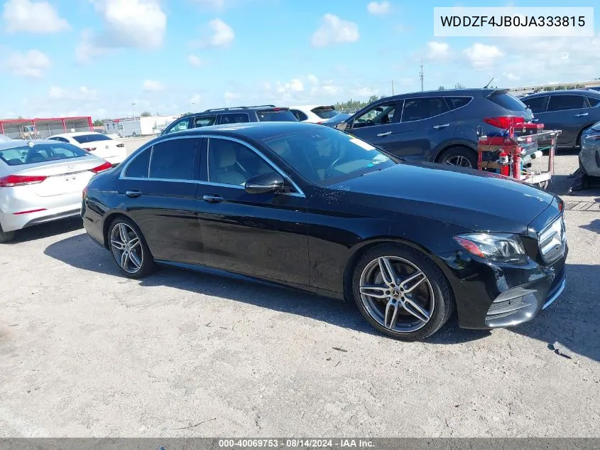 2018 Mercedes-Benz E 300 VIN: WDDZF4JB0JA333815 Lot: 40069753