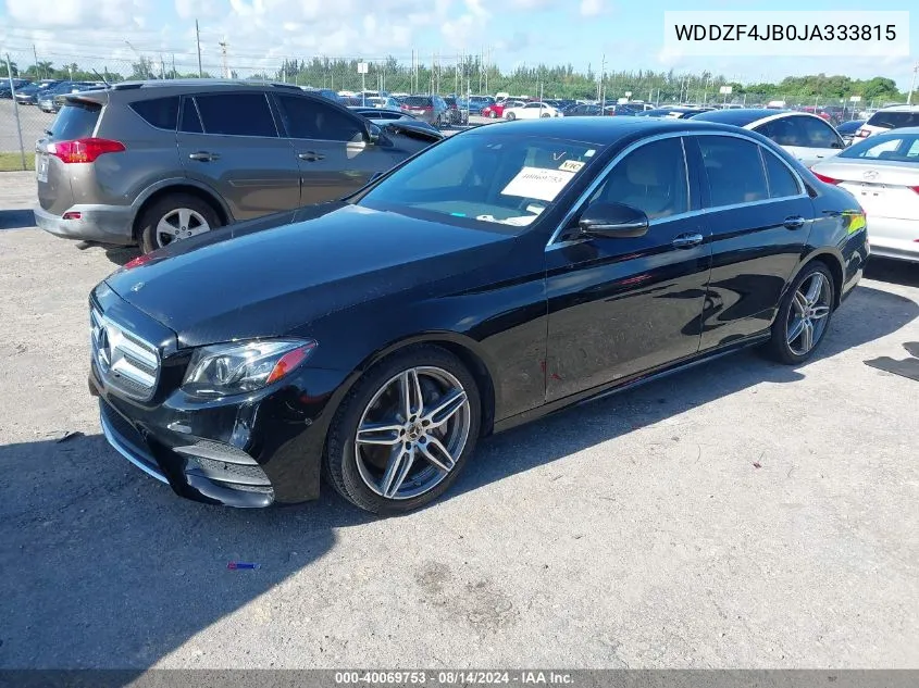 2018 Mercedes-Benz E 300 VIN: WDDZF4JB0JA333815 Lot: 40069753