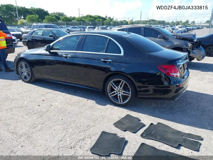 2018 Mercedes-Benz E 300 VIN: WDDZF4JB0JA333815 Lot: 40069753