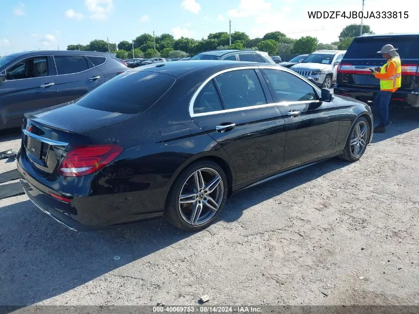 2018 Mercedes-Benz E 300 VIN: WDDZF4JB0JA333815 Lot: 40069753