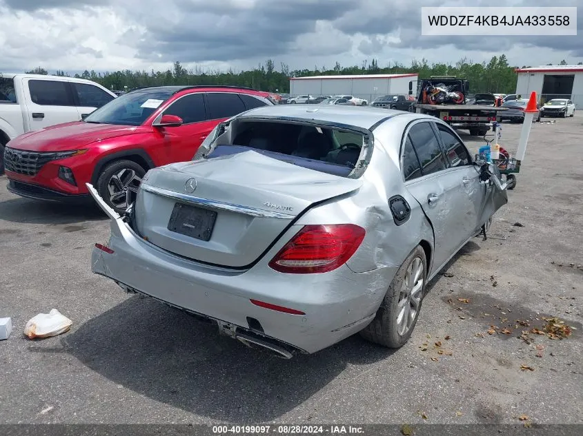 2018 Mercedes-Benz E 300 4Matic VIN: WDDZF4KB4JA433558 Lot: 40199097