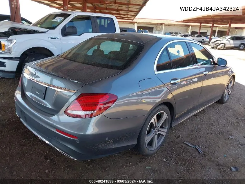 2018 Mercedes-Benz E 300 VIN: WDDZF4JB4JA342324 Lot: 40241899