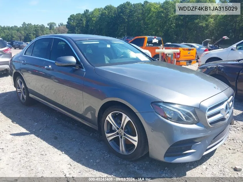 2018 Mercedes-Benz E 300 4Matic VIN: WDDZF4KB1JA315029 Lot: 40243408