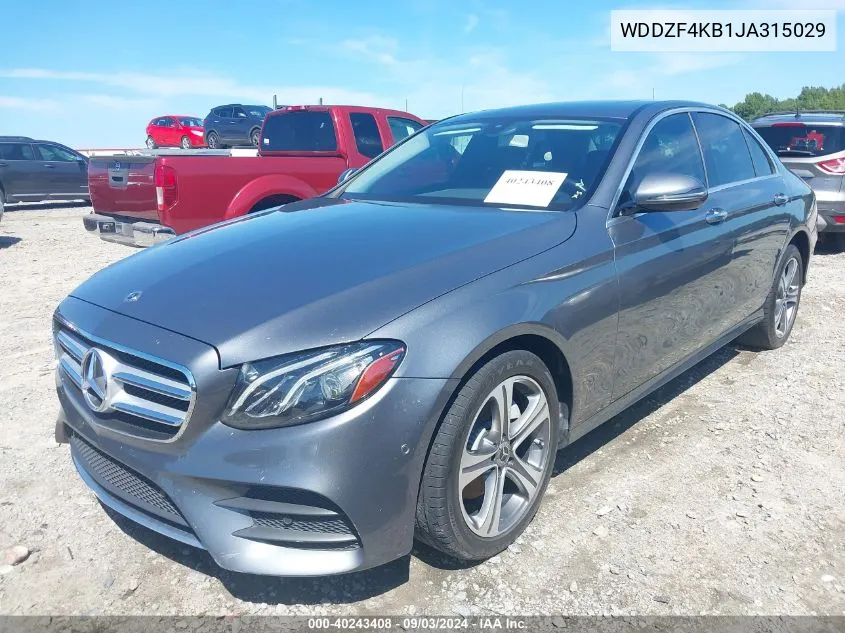 2018 Mercedes-Benz E 300 4Matic VIN: WDDZF4KB1JA315029 Lot: 40243408