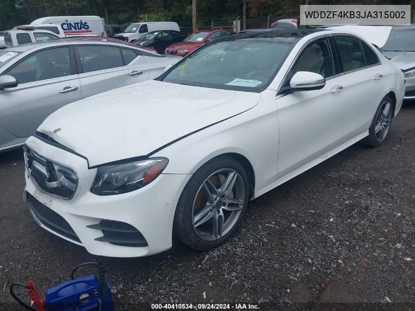 2018 Mercedes-Benz E 300 4Matic VIN: WDDZF4KB3JA315002 Lot: 40410534