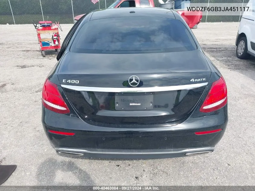 2018 Mercedes-Benz E 400 4Matic VIN: WDDZF6GB3JA451117 Lot: 40463084