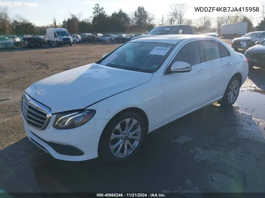 2018 Mercedes-Benz E 300 4Matic VIN: WDDZF4KB7JA415958 Lot: 40860246