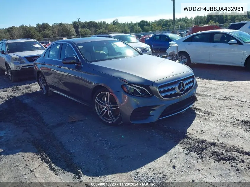 2018 Mercedes-Benz E 300 VIN: WDDZF4JB8JA432981 Lot: 40873923