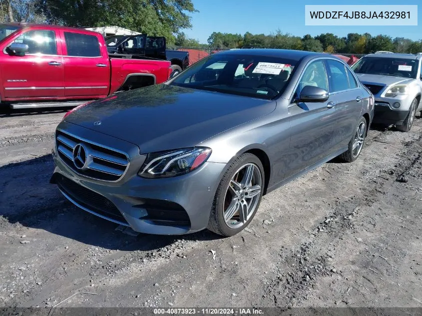 2018 Mercedes-Benz E 300 VIN: WDDZF4JB8JA432981 Lot: 40873923