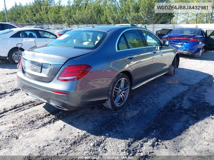 2018 Mercedes-Benz E 300 VIN: WDDZF4JB8JA432981 Lot: 40873923