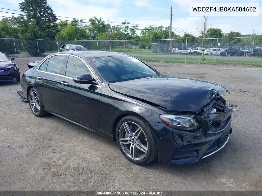 2019 Mercedes-Benz E 300 VIN: WDDZF4JB0KA504662 Lot: 40083196