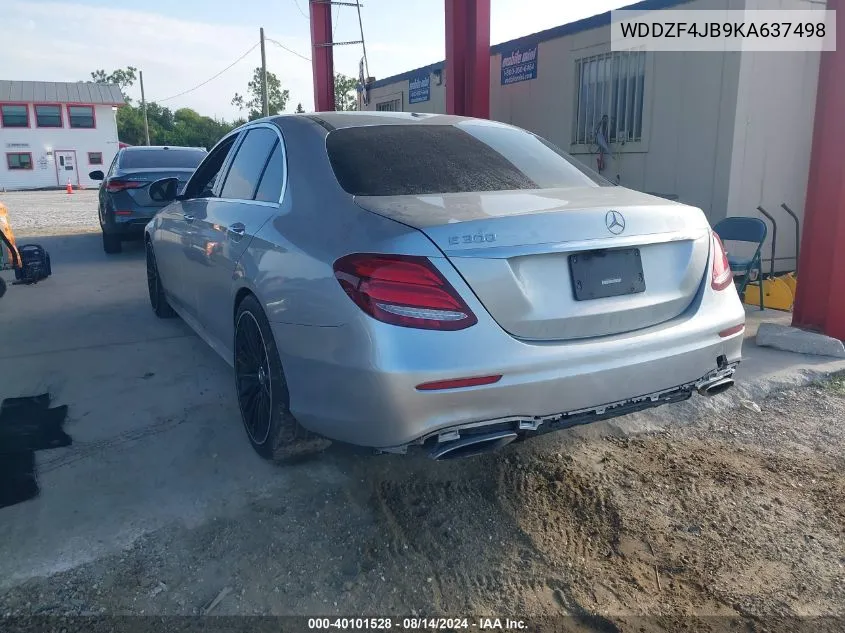 2019 Mercedes-Benz E 300 VIN: WDDZF4JB9KA637498 Lot: 40101528