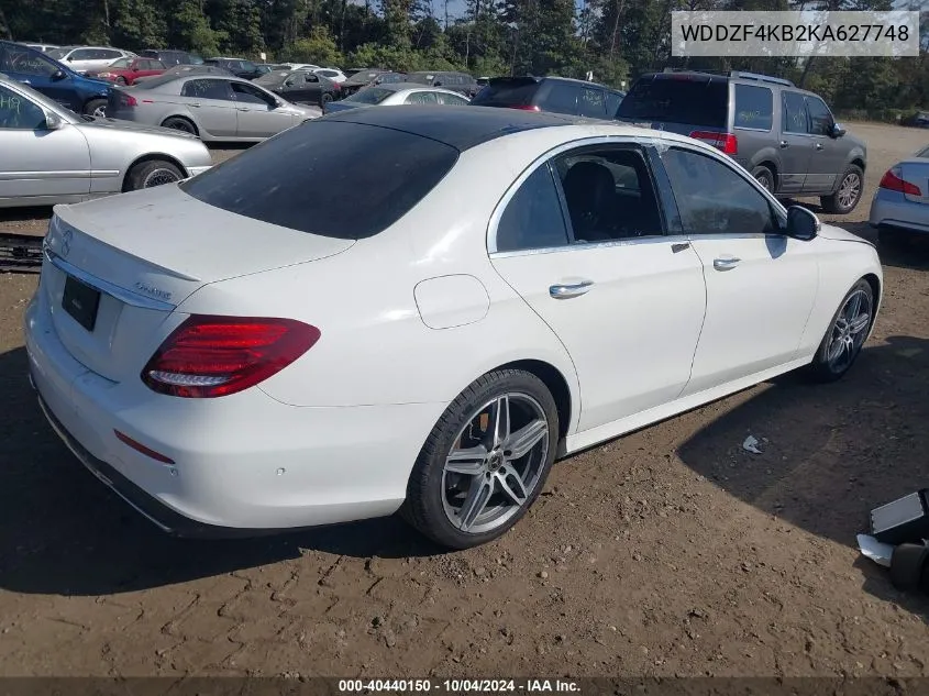 2019 Mercedes-Benz E 300 4Matic VIN: WDDZF4KB2KA627748 Lot: 40440150