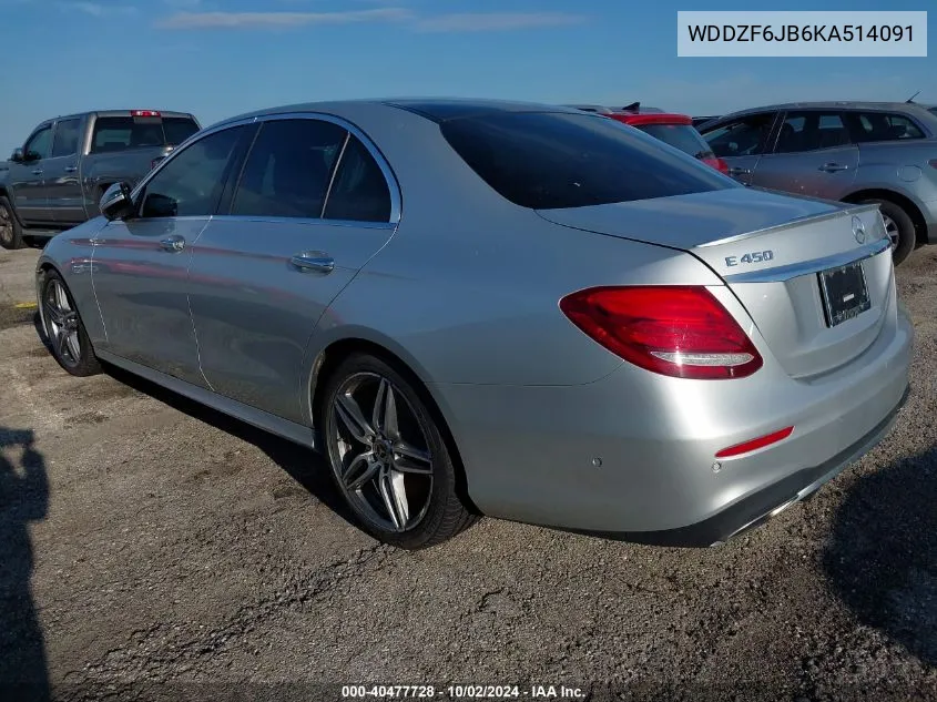 2019 Mercedes-Benz E 450 4Matic VIN: WDDZF6JB6KA514091 Lot: 40477728