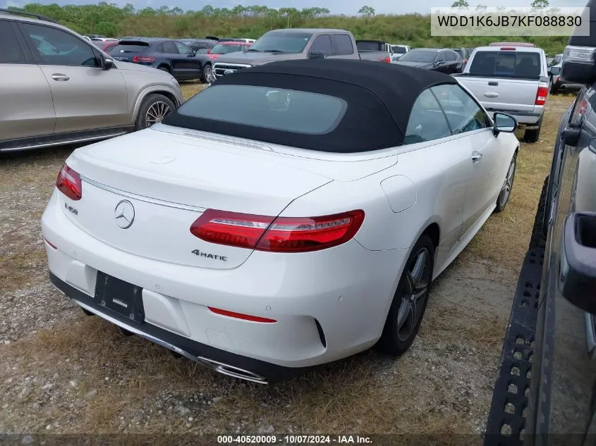 2019 Mercedes-Benz E 450 4Matic VIN: WDD1K6JB7KF088830 Lot: 40520009