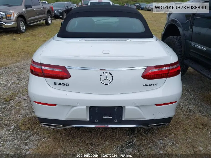 2019 Mercedes-Benz E 450 4Matic VIN: WDD1K6JB7KF088830 Lot: 40520009