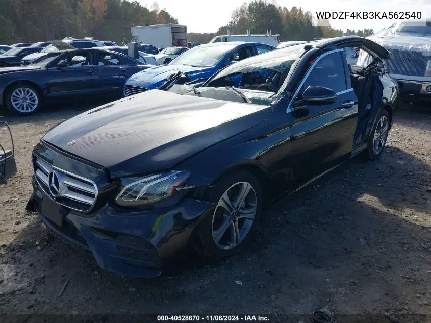 2019 Mercedes-Benz E 300 4Matic VIN: WDDZF4KB3KA562540 Lot: 40528670