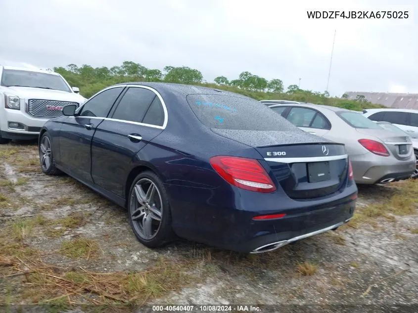 2019 Mercedes-Benz E 300 VIN: WDDZF4JB2KA675025 Lot: 40540407