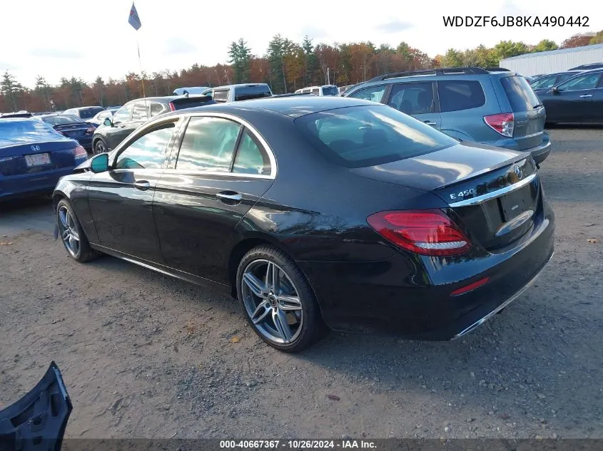 2019 Mercedes-Benz E 450 4Matic VIN: WDDZF6JB8KA490442 Lot: 40667367