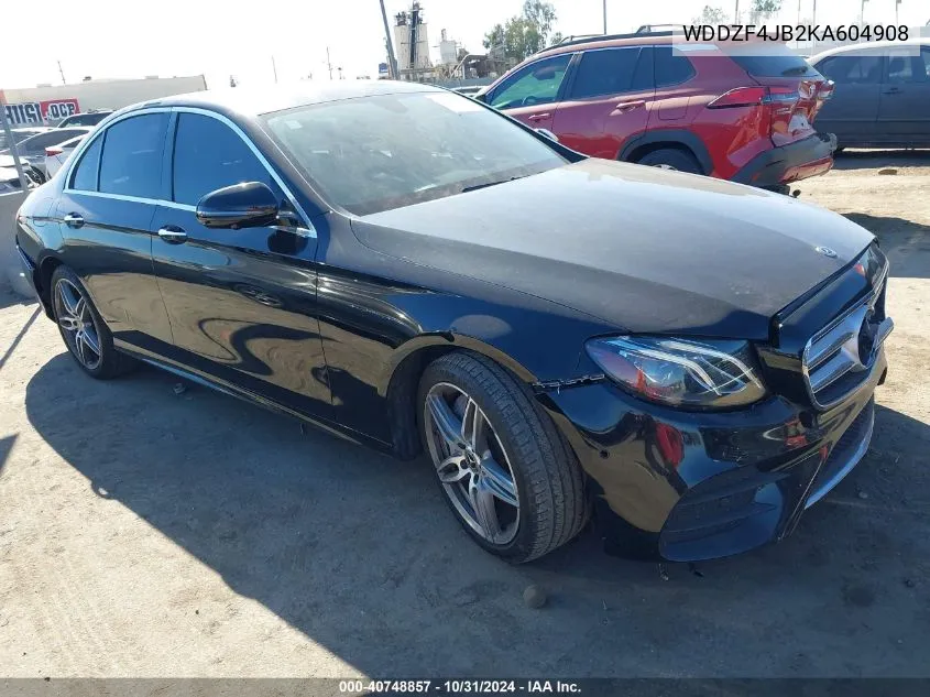 2019 Mercedes-Benz E 300 VIN: WDDZF4JB2KA604908 Lot: 40748857