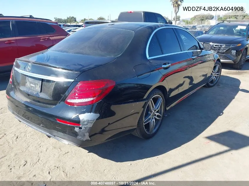 2019 Mercedes-Benz E 300 VIN: WDDZF4JB2KA604908 Lot: 40748857