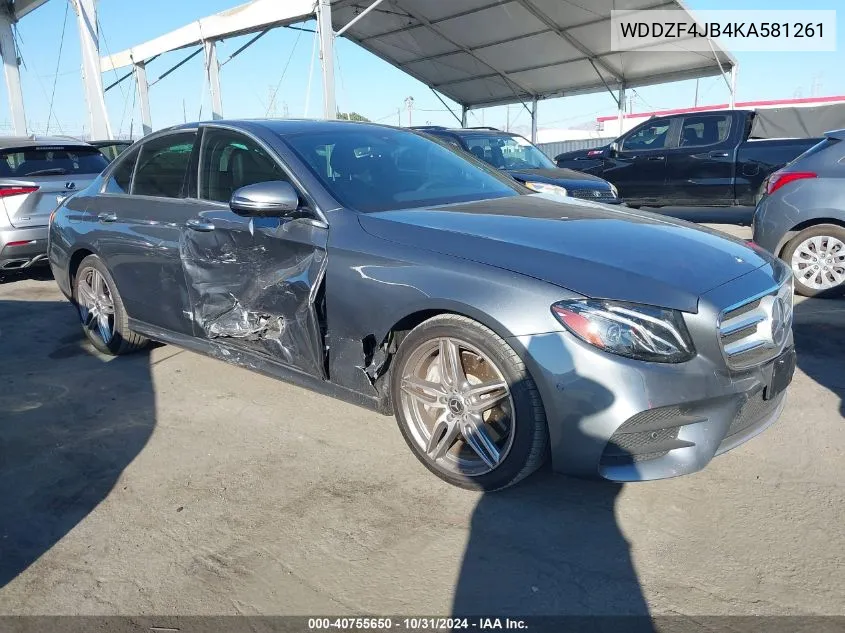 2019 Mercedes-Benz E 300 VIN: WDDZF4JB4KA581261 Lot: 40755650