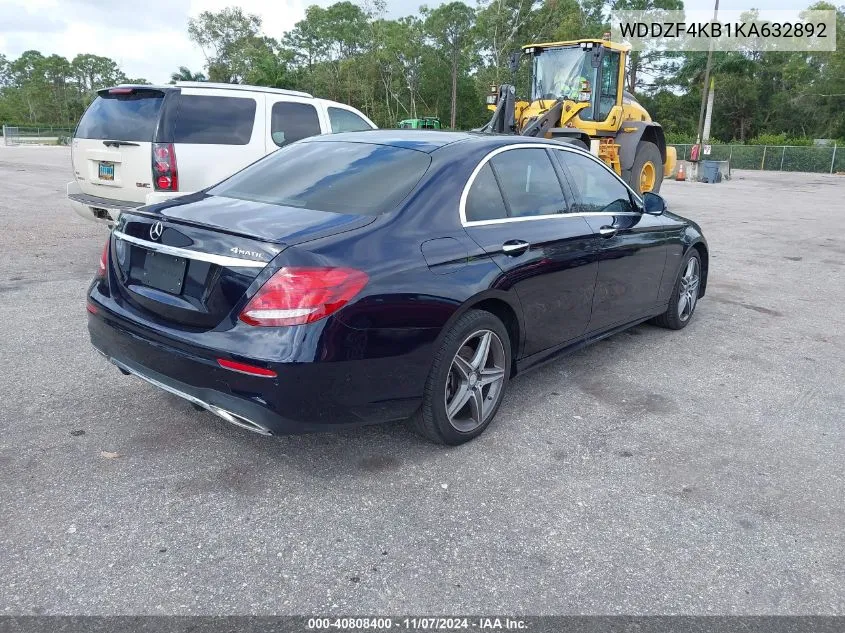 2019 Mercedes-Benz E 300 4Matic VIN: WDDZF4KB1KA632892 Lot: 40808400