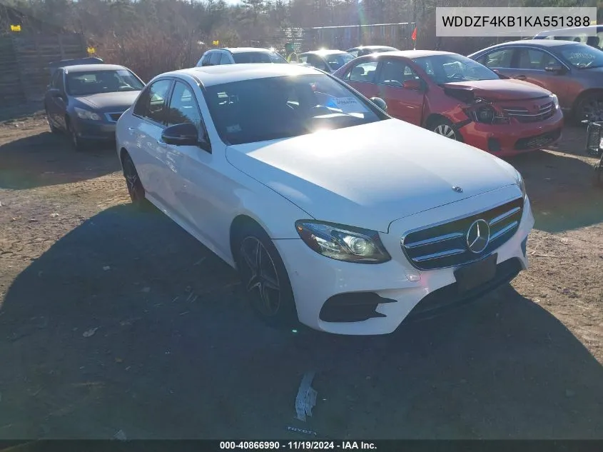 2019 Mercedes-Benz E 300 4Matic VIN: WDDZF4KB1KA551388 Lot: 40866990