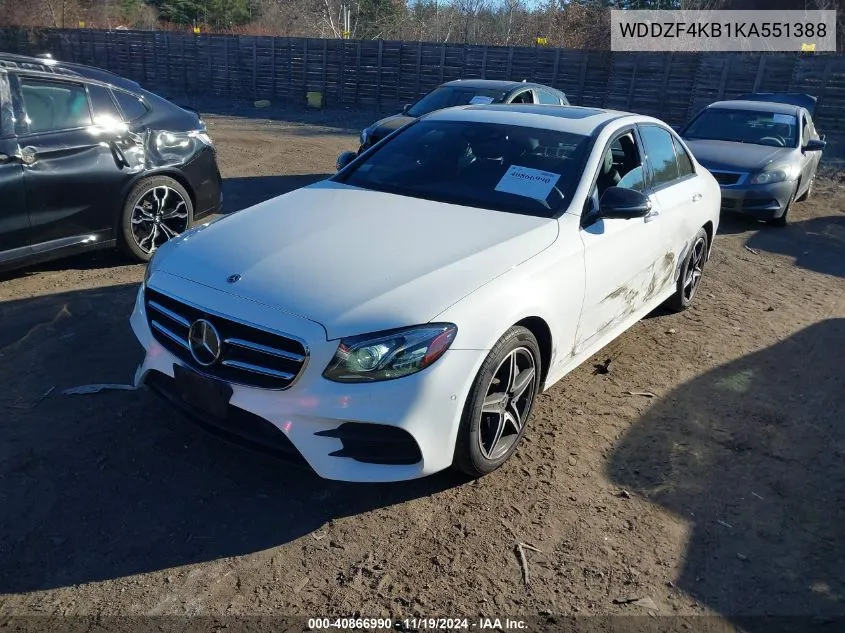 2019 Mercedes-Benz E 300 4Matic VIN: WDDZF4KB1KA551388 Lot: 40866990