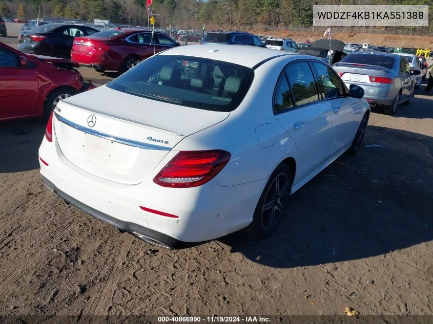 2019 Mercedes-Benz E 300 4Matic VIN: WDDZF4KB1KA551388 Lot: 40866990