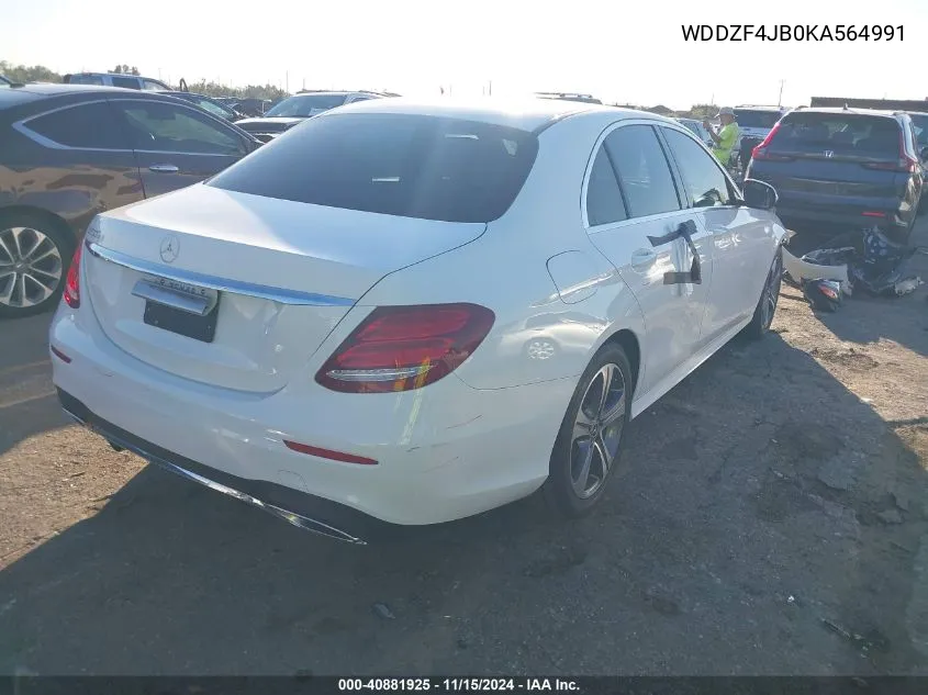 2019 Mercedes-Benz E 300 VIN: WDDZF4JB0KA564991 Lot: 40881925