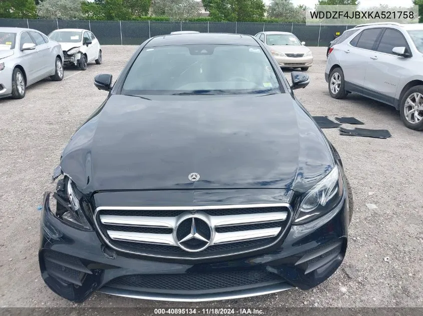 2019 Mercedes-Benz E 300 VIN: WDDZF4JBXKA521758 Lot: 40895134