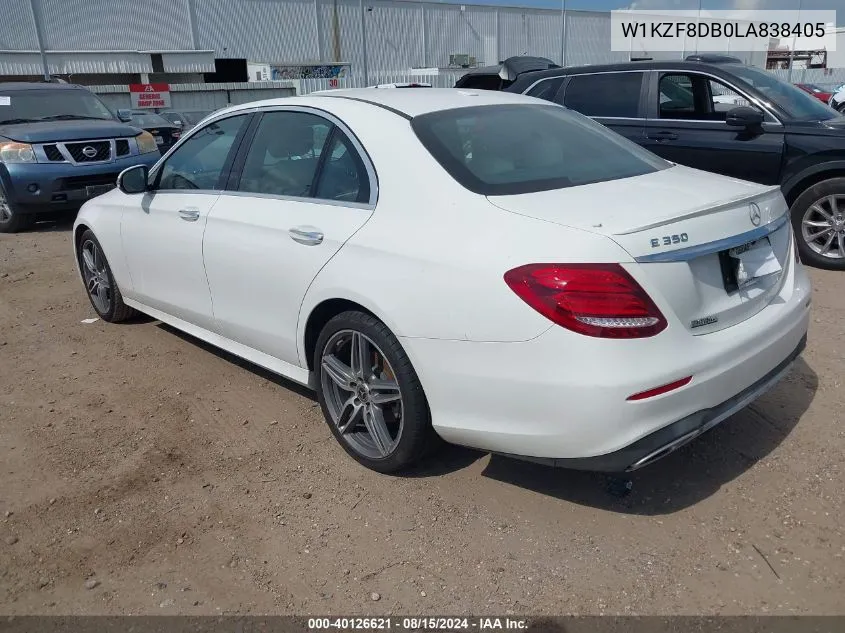 2020 Mercedes-Benz E 350 VIN: W1KZF8DB0LA838405 Lot: 40126621