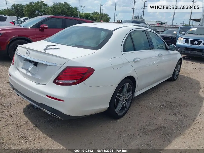 2020 Mercedes-Benz E 350 VIN: W1KZF8DB0LA838405 Lot: 40126621