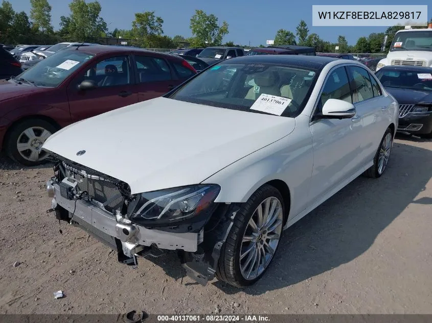 2020 Mercedes-Benz E 350 4Matic VIN: W1KZF8EB2LA829817 Lot: 40137061