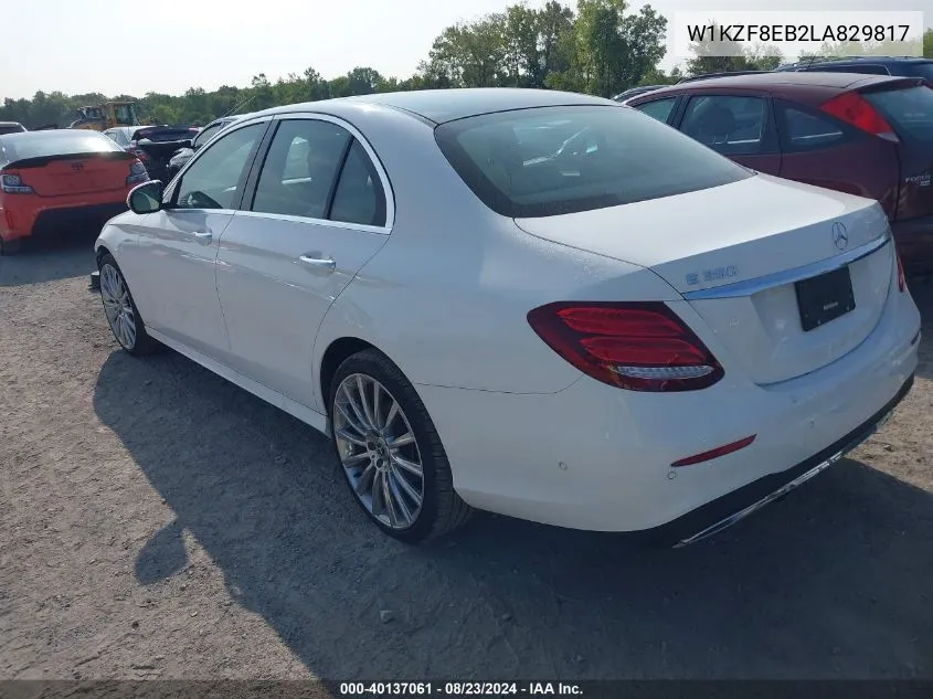 2020 Mercedes-Benz E 350 4Matic VIN: W1KZF8EB2LA829817 Lot: 40137061