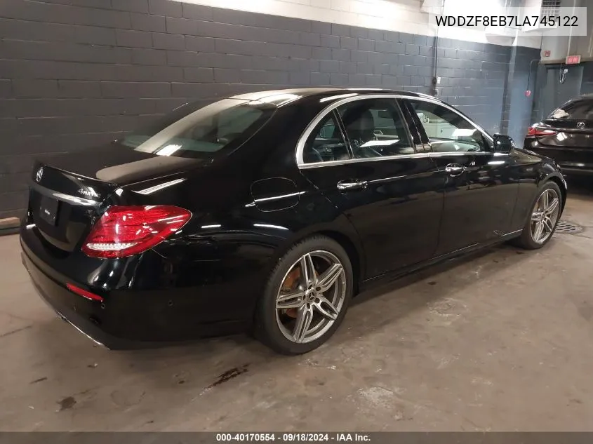 2020 Mercedes-Benz E 350 4Matic VIN: WDDZF8EB7LA745122 Lot: 40170554