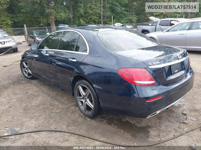 2020 Mercedes-Benz E 350 4Matic VIN: WDDZF8EB7LA757514 Lot: 40274903