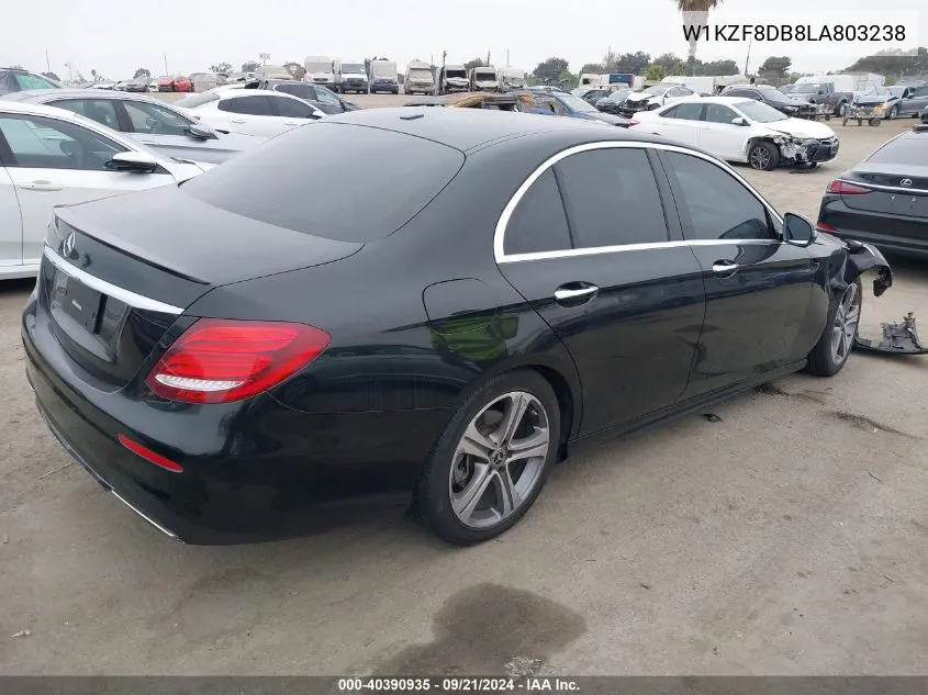 2020 Mercedes-Benz E 350 VIN: W1KZF8DB8LA803238 Lot: 40390935