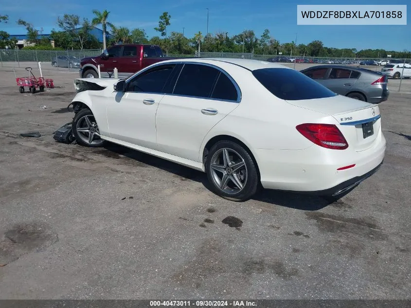 2020 Mercedes-Benz E 350 VIN: WDDZF8DBXLA701858 Lot: 40473011