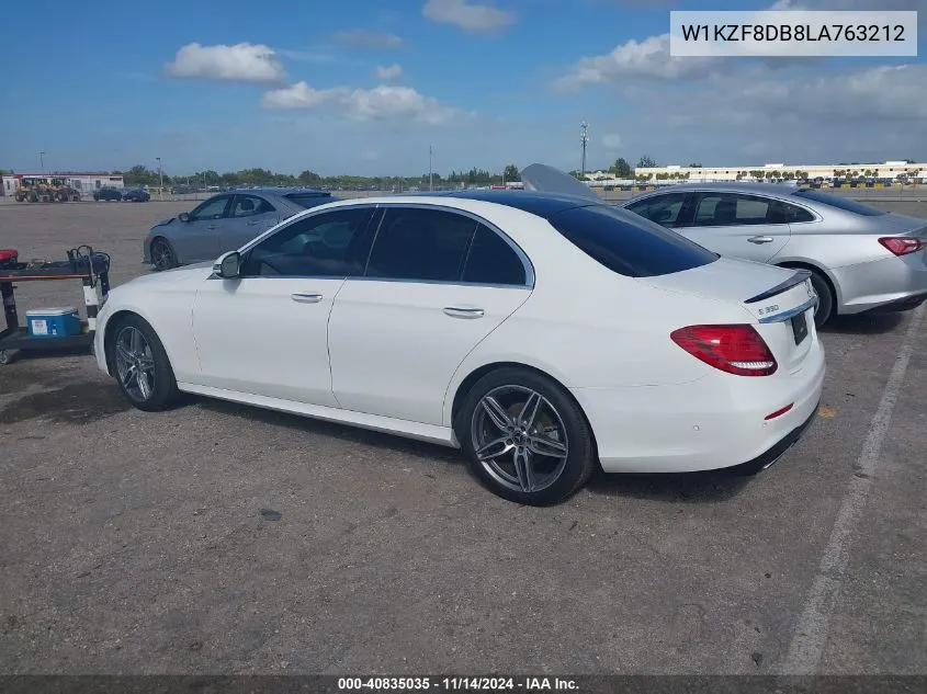 2020 Mercedes-Benz E 350 VIN: W1KZF8DB8LA763212 Lot: 40835035