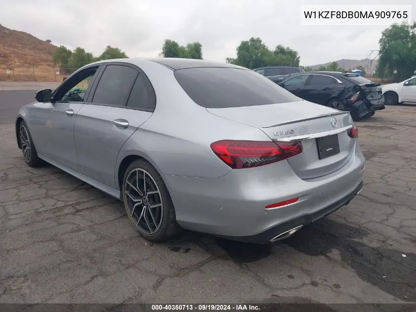 2021 Mercedes-Benz E 350 VIN: W1KZF8DB0MA909765 Lot: 40350713