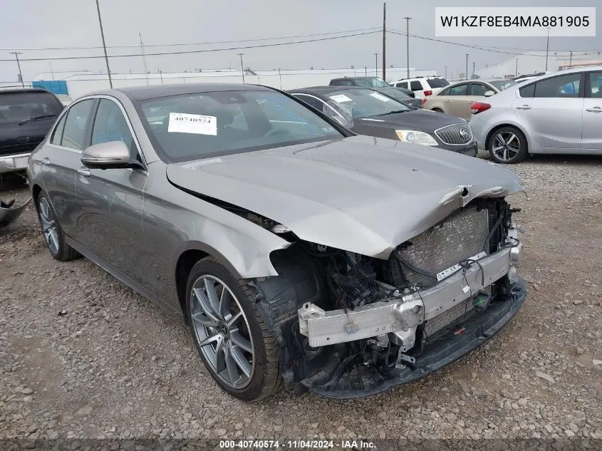 2021 Mercedes-Benz E 350 4Matic VIN: W1KZF8EB4MA881905 Lot: 40740574