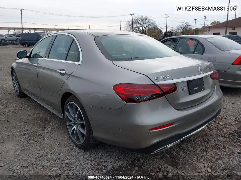 2021 Mercedes-Benz E 350 4Matic VIN: W1KZF8EB4MA881905 Lot: 40740574